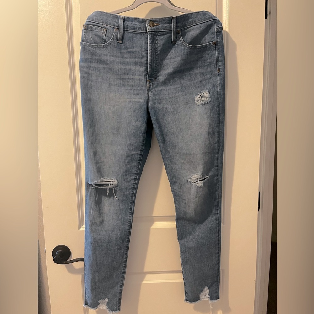 Madewell 9” high rise distressed skinny jeans
